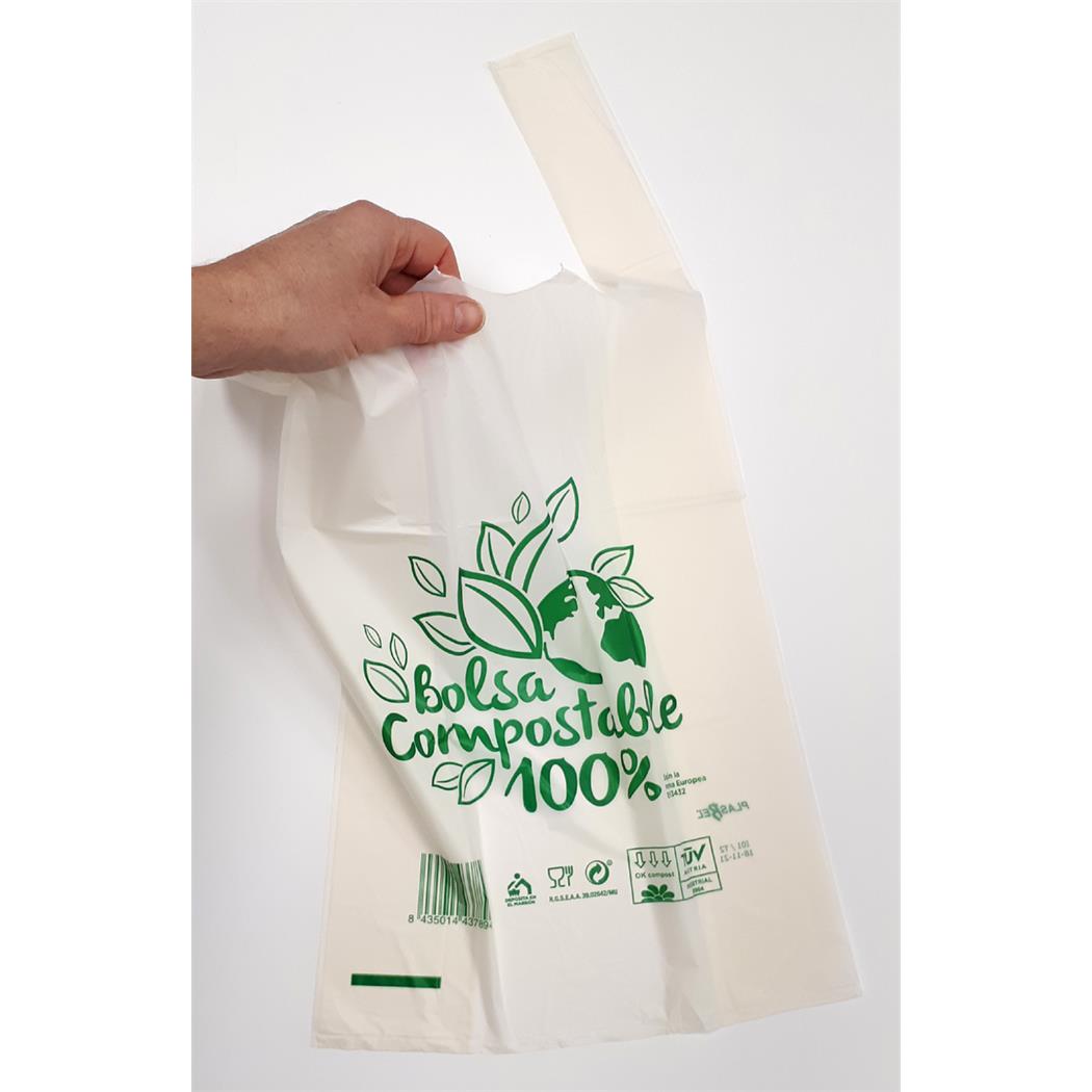 encerrar Acostado patrulla 200 bolsas camiseta compostables, 40x50 cm. Apta para contacto alimentos